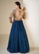 Teal Blue Georgette Anarkali And Dupatta With Embroidered Work